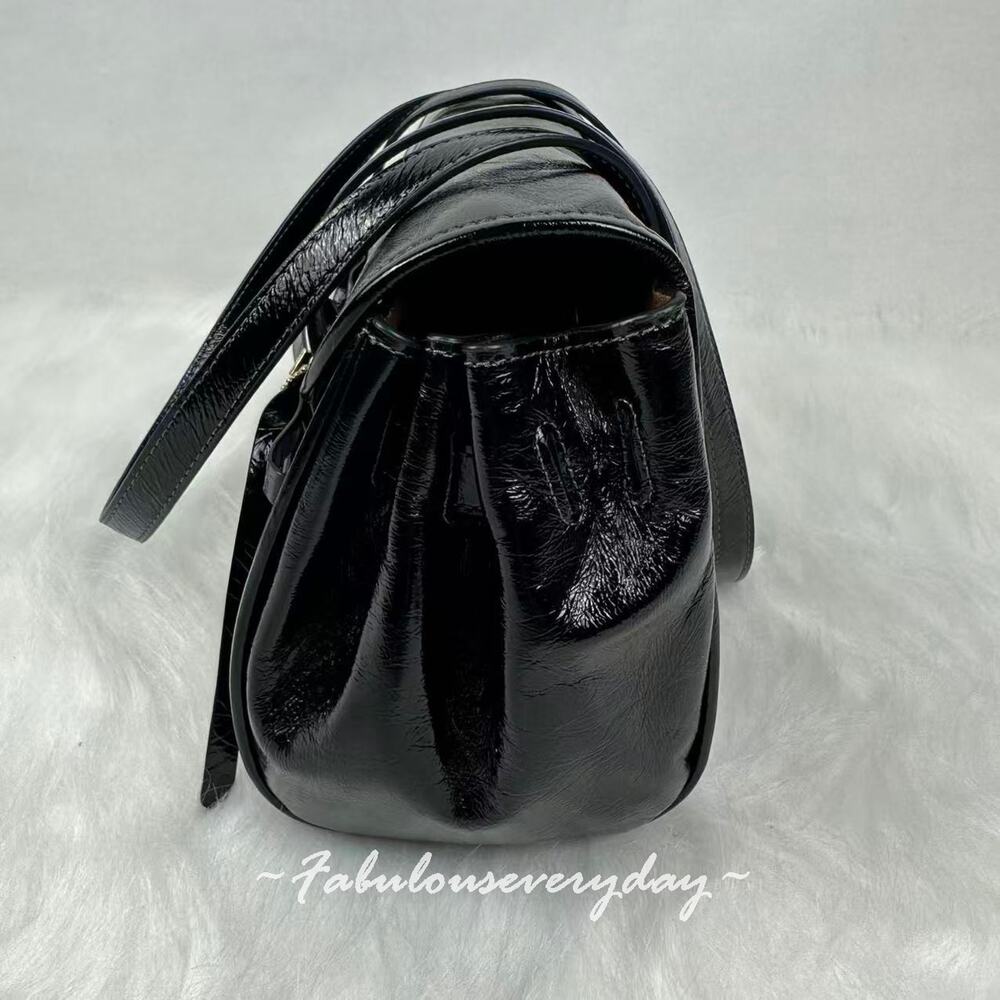 Coach Bridget Flap Shoulder Bag With Bows In Leather CDY94 Silver/Black NWT - Picture 6 of 10